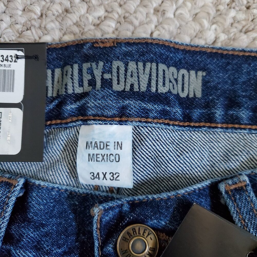 NEW: Harley-Davidson Genuine MotorClothes Bootcut Jeans Blue Denim Logo 34x32 - Picture 3 of 6